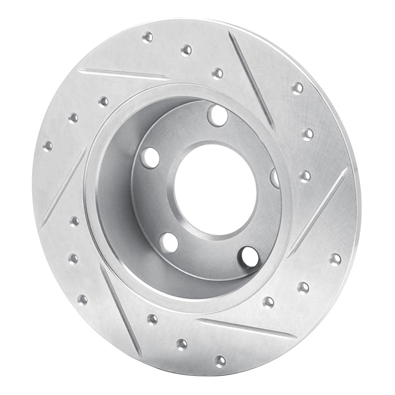 Audi A6 Quattro Brake Rotor (1) - Rear Left - R1 Concepts - Drilled & Slotted - Silver - `99-`02